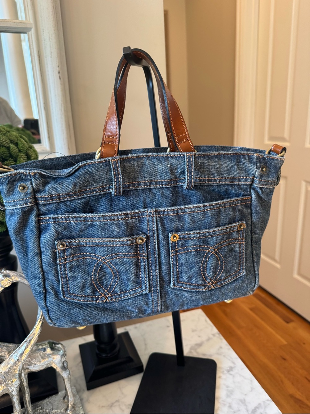 Patricia Nash - Varedo Medium Denim Satchel in stonewashed blue. NWT - Picture 2 of 11